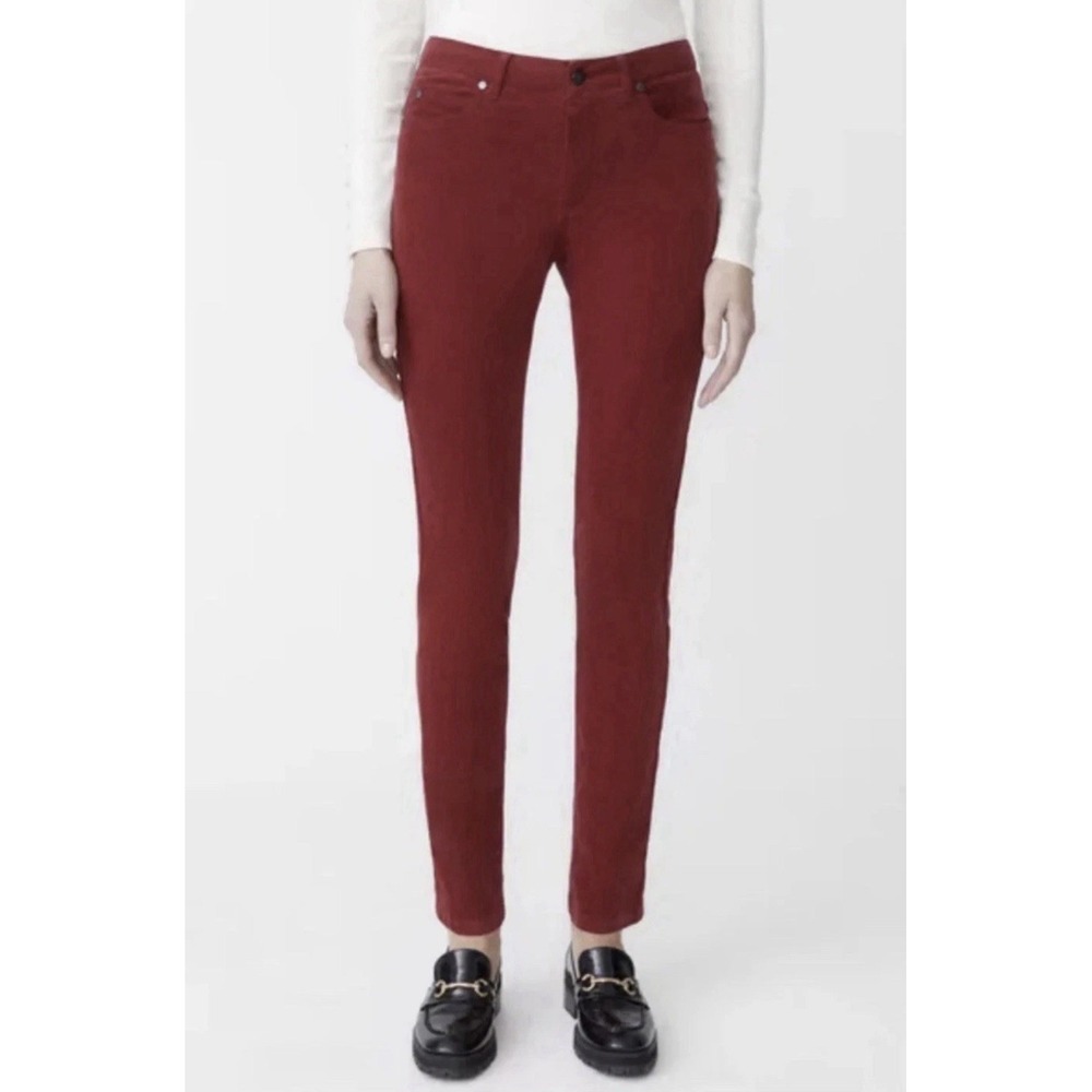 J McLaughlin Watson Pants Sz 8 Red Velvet Stretch 5 Pocket Slim Fit Holiday